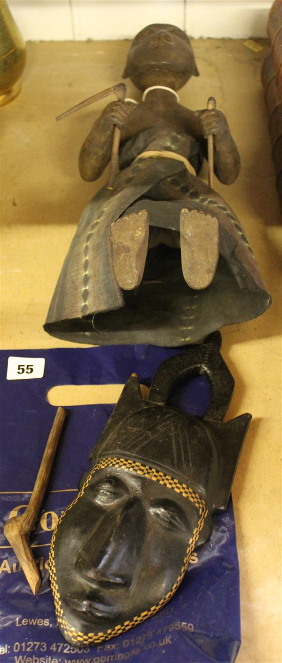 Tribal figure of water diviner and a mask (2)